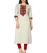 Women's Cotton Staight With Lace Work Readymade Kurti