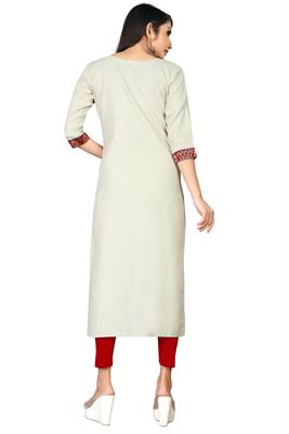 Women's Cotton Staight With Lace Work Readymade Kurti 2