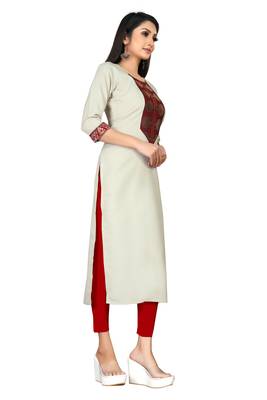 Women's Cotton Staight With Lace Work Readymade Kurti 3
