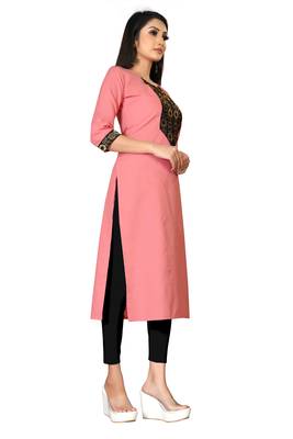 Women's Cotton Staight With Lace Work Readymade Kurti 3
