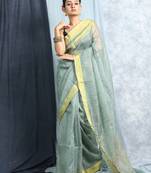 Light Zade Green Jute Silk With Blouse