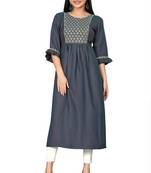 Women's Rayon Tuton Embroidered Readymade Kurti