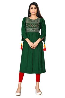 Women's Rayon Tuton Embroidered Readymade Kurti 1