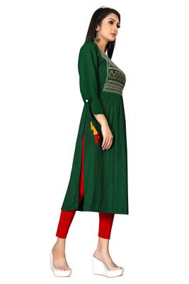 Women's Rayon Tuton Embroidered Readymade Kurti 3
