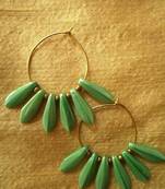 Green Glass Earrings  -30295-Fashion jewellery-Aliff Lailaa Crafts