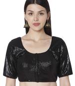 Black Georgette Sequence Self Design Readymade Saree Blouse