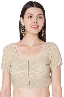 Gold Georgette Sequence Embroidered Readymade Saree Blouse