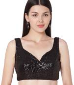 Black Sequence Work Embroidered Readymade Saree Blouse