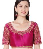 Rani Phentom Silk Embroidered Readymade Saree Blouse