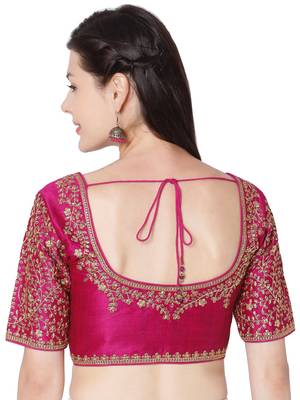 Rani Phentom Silk Embroidered Readymade Saree Blouse 2