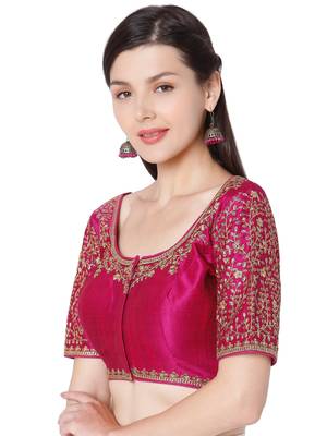 Rani Phentom Silk Embroidered Readymade Saree Blouse 3