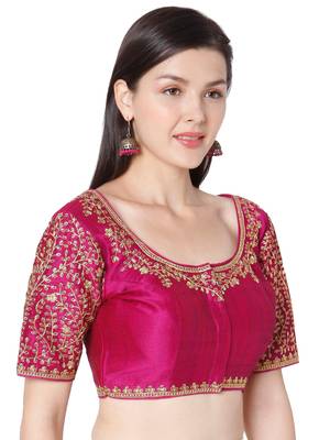 Rani Phentom Silk Embroidered Readymade Saree Blouse 4