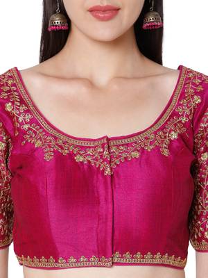 Rani Phentom Silk Embroidered Readymade Saree Blouse 5