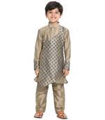 Gold Plain Blended Cotton Boys-Kurta-Pyjama