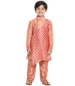 Pink Plain Blended Cotton -Kurta-Pyjama