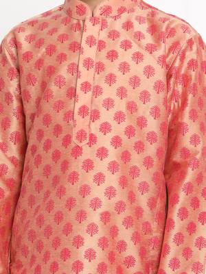 Pink Plain Blended Cotton -Kurta-Pyjama 4