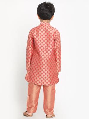 Pink Plain Blended Cotton -Kurta-Pyjama 5