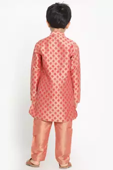 Pink Plain Blended Cotton -Kurta-Pyjama