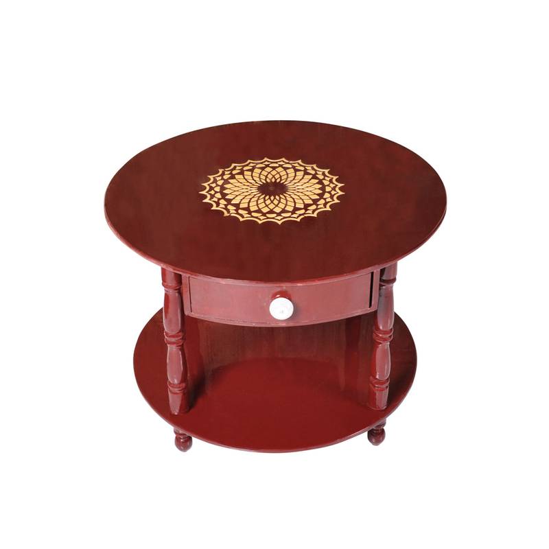 Center Table/Tea Coffee Table/Round Table/Coffee Table for Living Room/End Table with 2 Drawer and 1 Open Storage Shelf