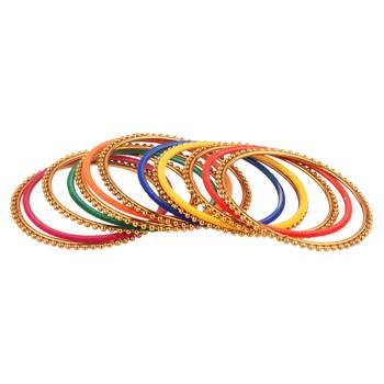 Multicolor Cotton Gold Plated Traditional Bangles Set 2