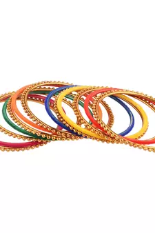 Multicolor Cotton Gold Plated Traditional Bangles Set
