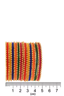 Multicolor Cotton Gold Plated Traditional Bangles Set