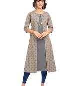 Grey printed crepe party-wear-kurtis