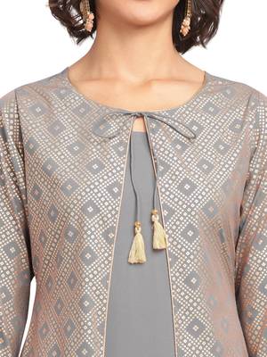 Grey printed crepe party-wear-kurtis 4