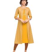 Yellow printed crepe party-wear-kurtis