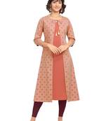 Orange printed crepe party-wear-kurtis
