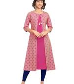 Pink printed crepe party-wear-kurtis