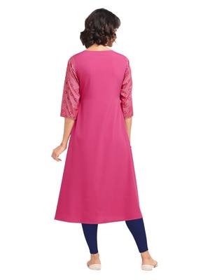 Pink printed crepe party-wear-kurtis 2