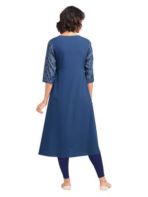 Blue printed crepe party-wear-kurtis 2