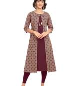 Maroon printed crepe party-wear-kurtis