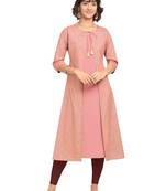 Peach printed crepe party-wear-kurtis