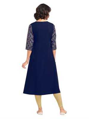 Navy-blue printed crepe party-wear-kurtis 2
