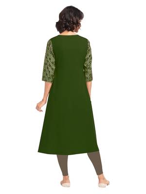 Green printed crepe party-wear-kurtis 2