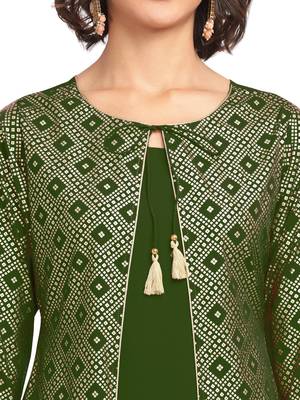 Green printed crepe party-wear-kurtis 4