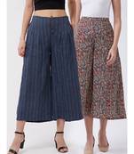 Admiral Blue & Maroon Kalamkari Culottes