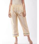 Beige Silk Pant With Gota Work