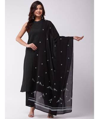 Black Kantha Halter Kurta Pant Set 1