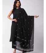 Black Kantha Halter Kurta Pant Set