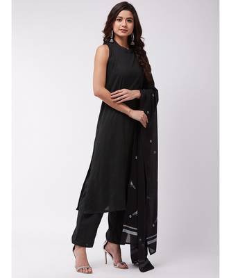 Black Kantha Halter Kurta Pant Set 4