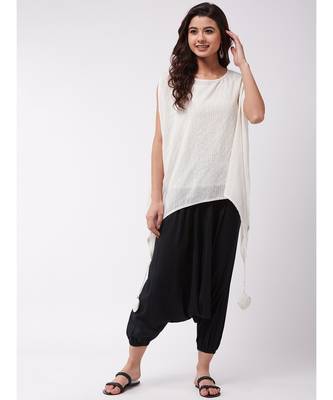 Off Wht Knth Tssl Top Blk Hrm St 2