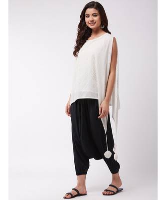 Off Wht Knth Tssl Top Blk Hrm St 3