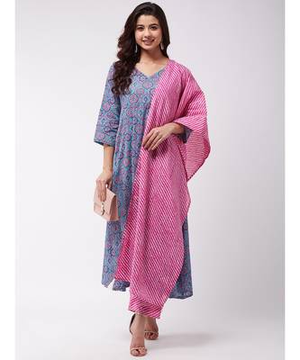 Aqua Pink Kurta Ethn Mtf Pant Set 2