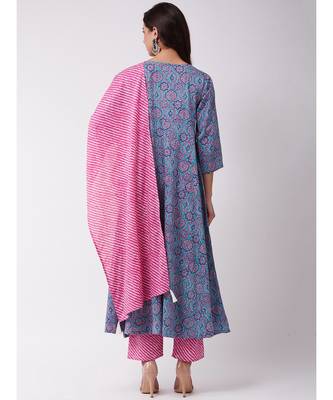 Aqua Pink Kurta Ethn Mtf Pant Set 5