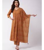 Dark Mustard A-Line Kurta Pant Set