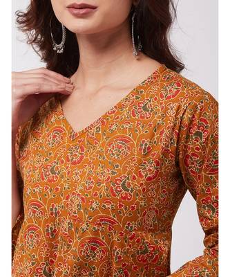 Dark Mustard A-Line Kurta Pant Set 6
