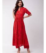 Red& Gold Long Kurta Pant Set